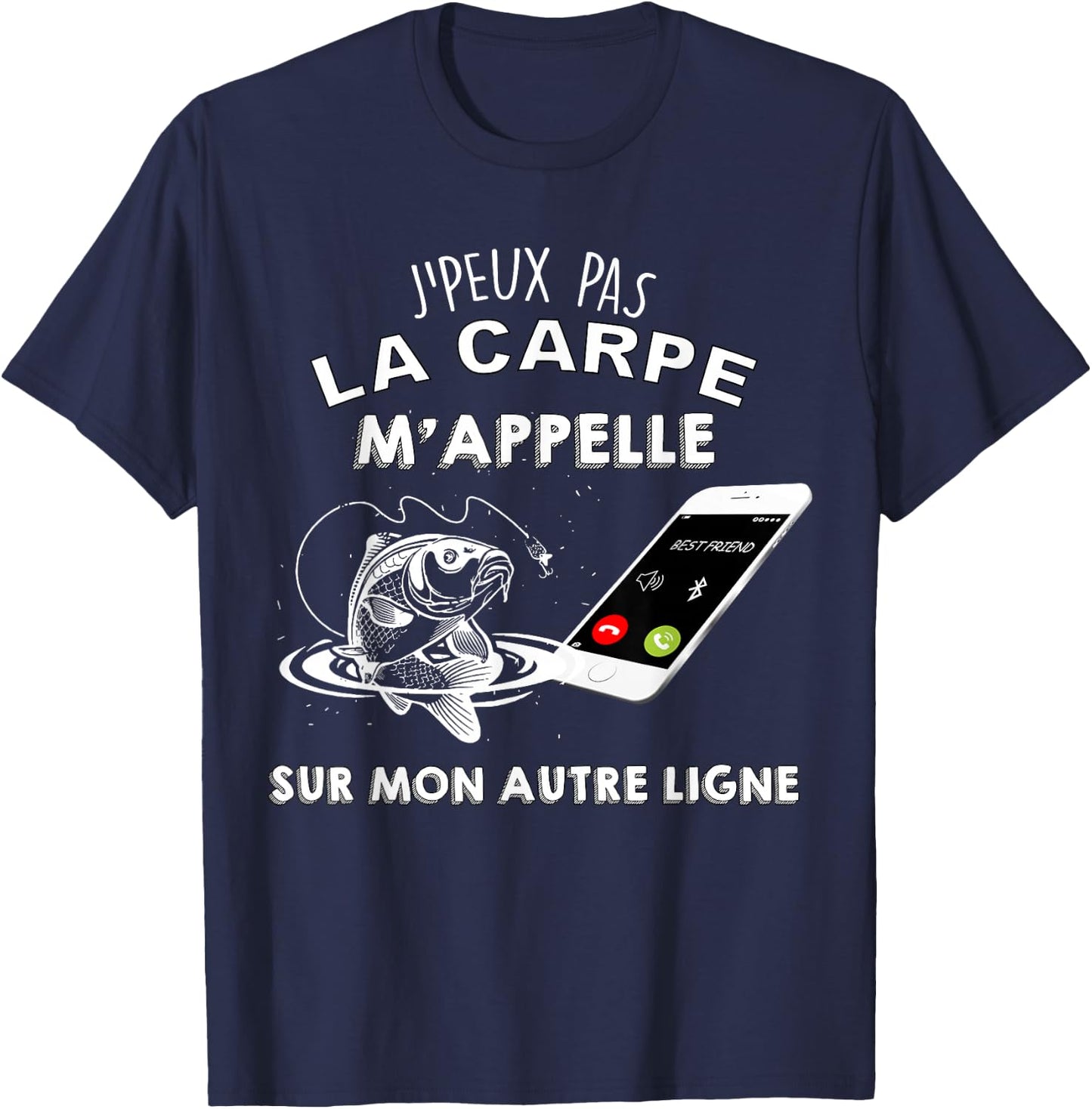 Fishing Carp Me Calls Humor Fisherman Online , Black, S T-Shirt - T-Shirt | Navy