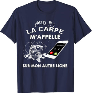 Fishing Carp Me Calls Humor Fisherman Online , Black, S T-Shirt - T-Shirt | Navy