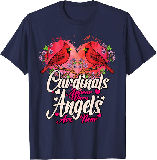 Memorial Heart Red Cardinal Bird Appear Angels are Near T-Shirt - T-Shirt | Navy