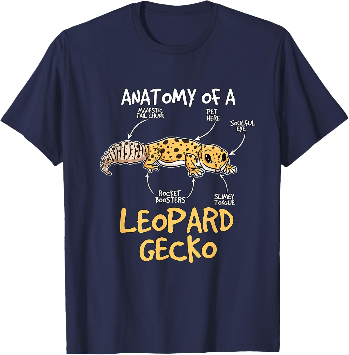 Kids Leopard Gecko Gift Anatomy of A Leopard Gecko T-Shirt - T-Shirt | Navy