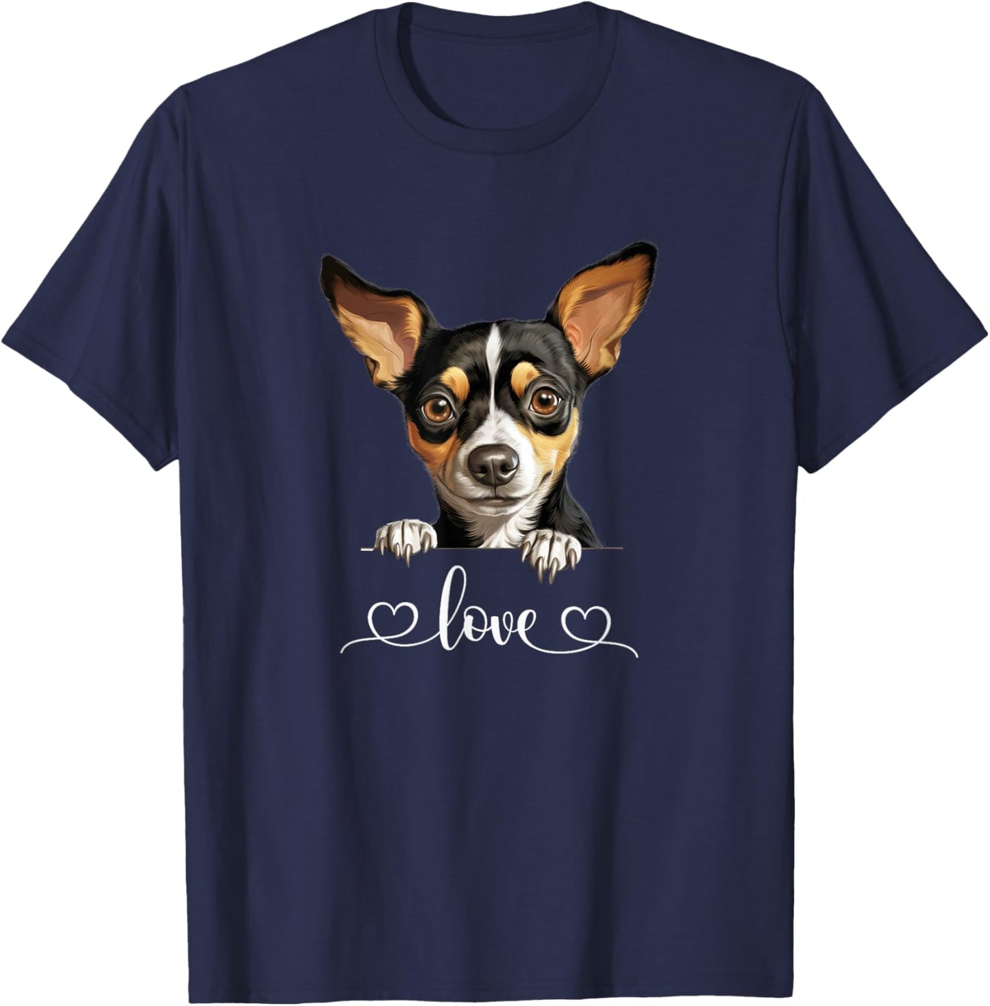 Cute Dog Graphic Love Puppy Rat Terrier Dog T-Shirt - T-Shirt | Navy