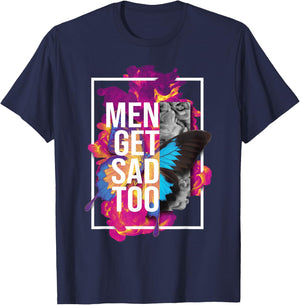 Vintage Men Get Sad Too , black T-Shirt - T-Shirt | Navy