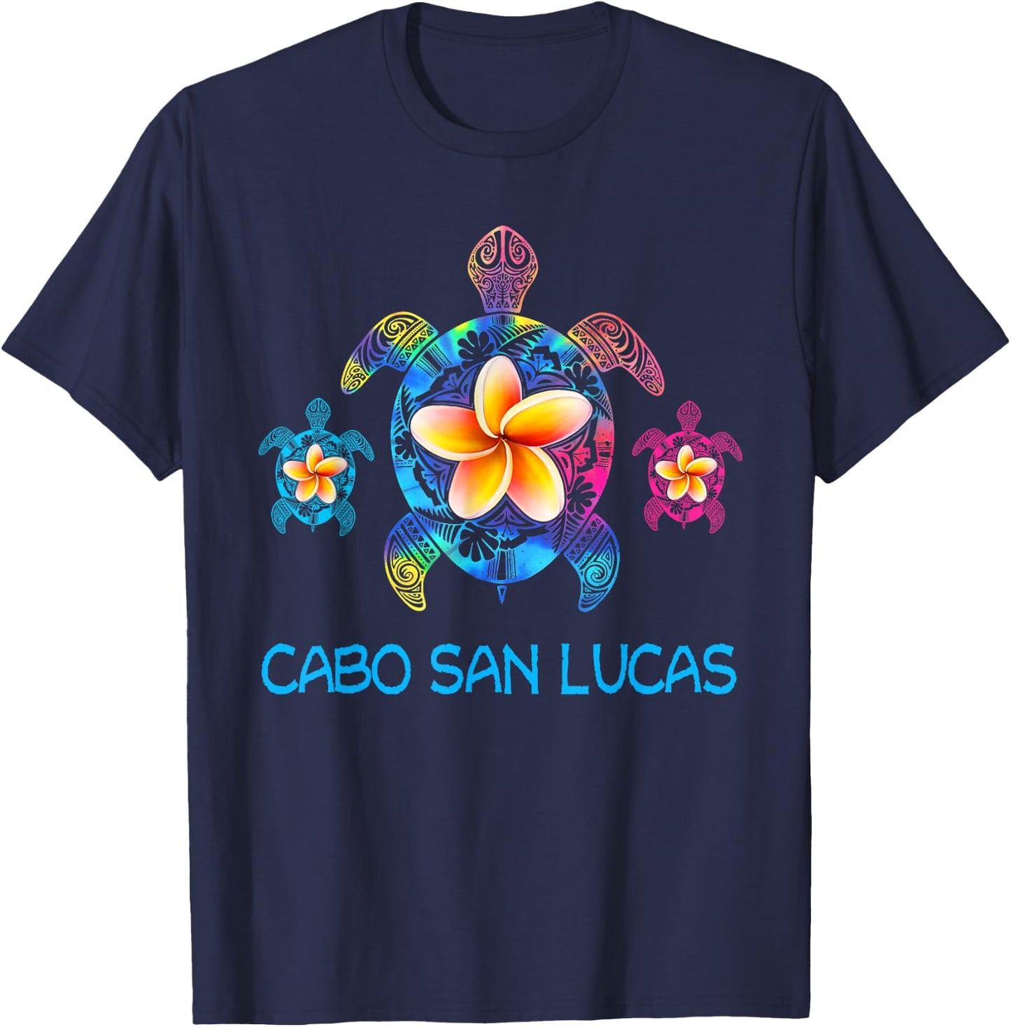Cabo San Lucas Mexico Tribal Tie Dye Sea Turtle T-Shirt - T-Shirt | Navy