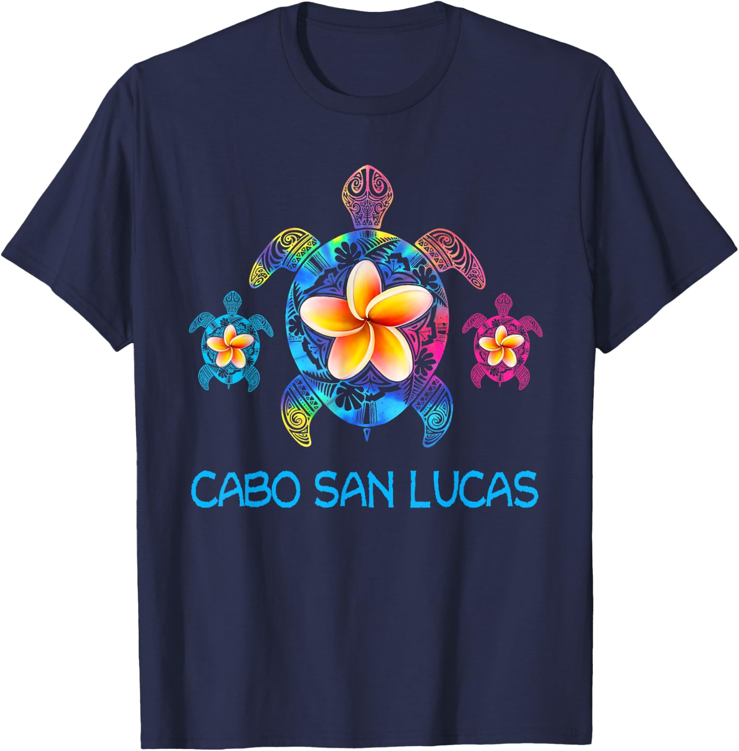 Cabo San Lucas Mexico Tribal Tie Dye Sea Turtle T-Shirt - T-Shirt | Navy