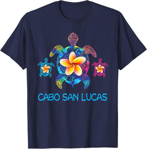 Cabo San Lucas Mexico Tribal Tie Dye Sea Turtle T-Shirt - T-Shirt | Navy