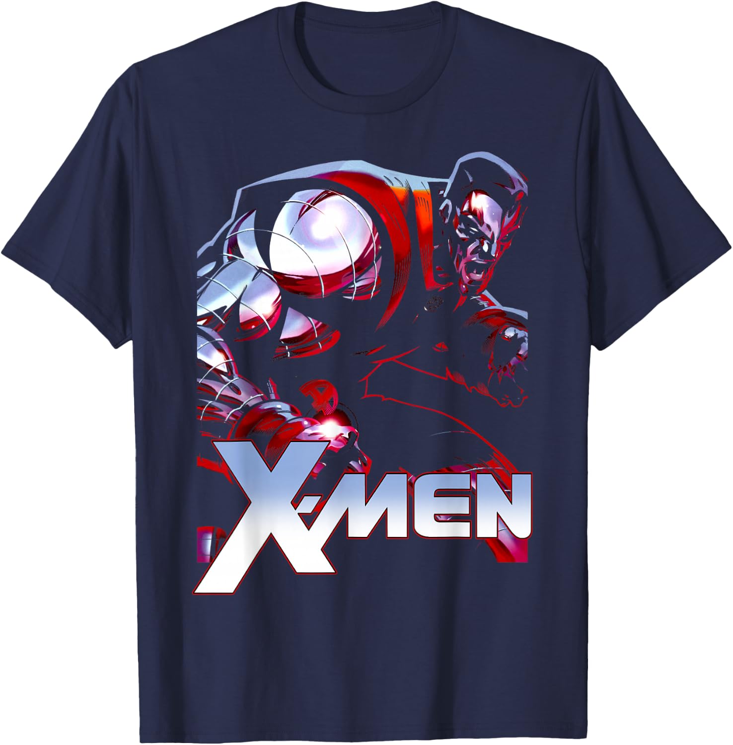 Marvel X-Men Classic Colossus Metallic Superhero Portrait T-Shirt - T-Shirt | Navy