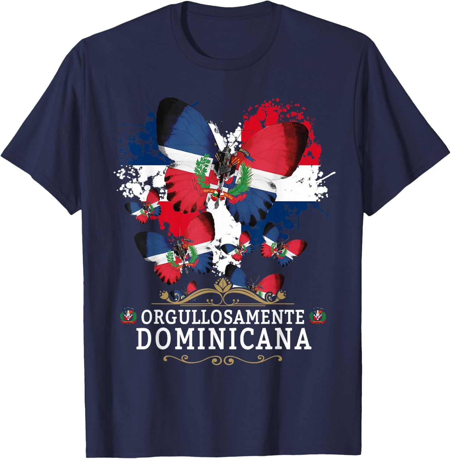 Republica Dominicana Butterfly & Dominican Flag T-Shirt - T-Shirt | Navy