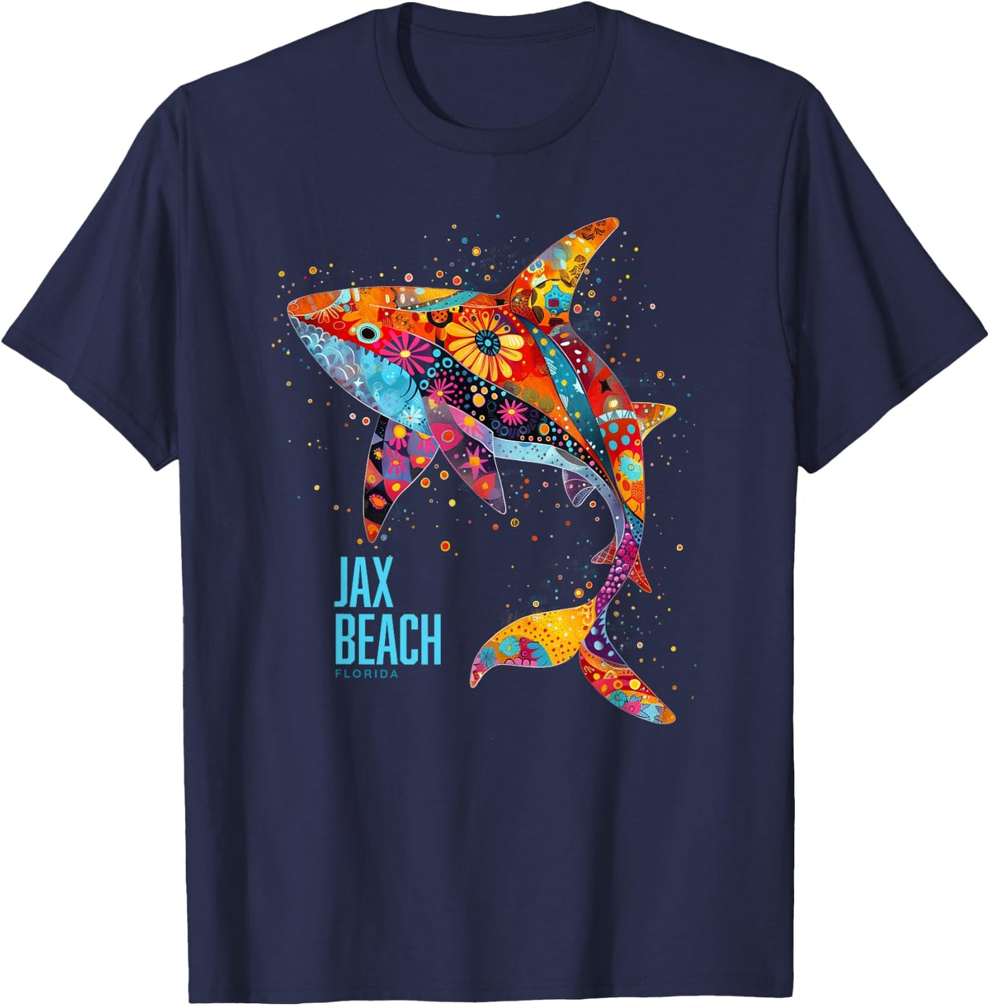 Jax Beach Florida Vacation Jacksonville FL Tribal Shark Women T-Shirt - T-Shirt | Navy