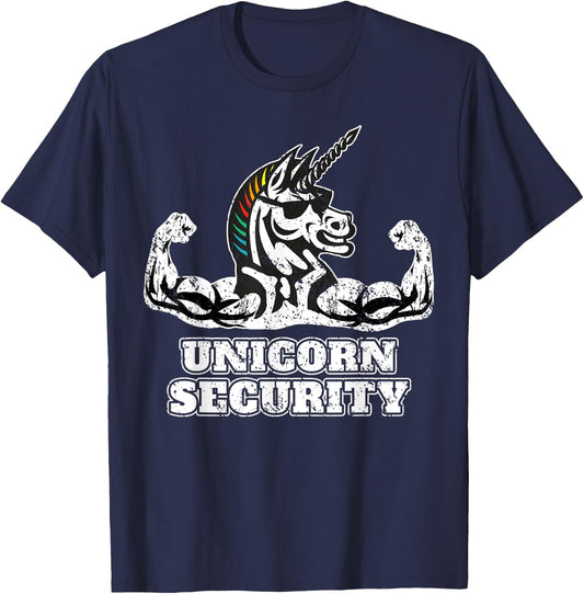 Muscular I Funny Unicorn I Unicorn Security T-Shirt - T-Shirt | Navy