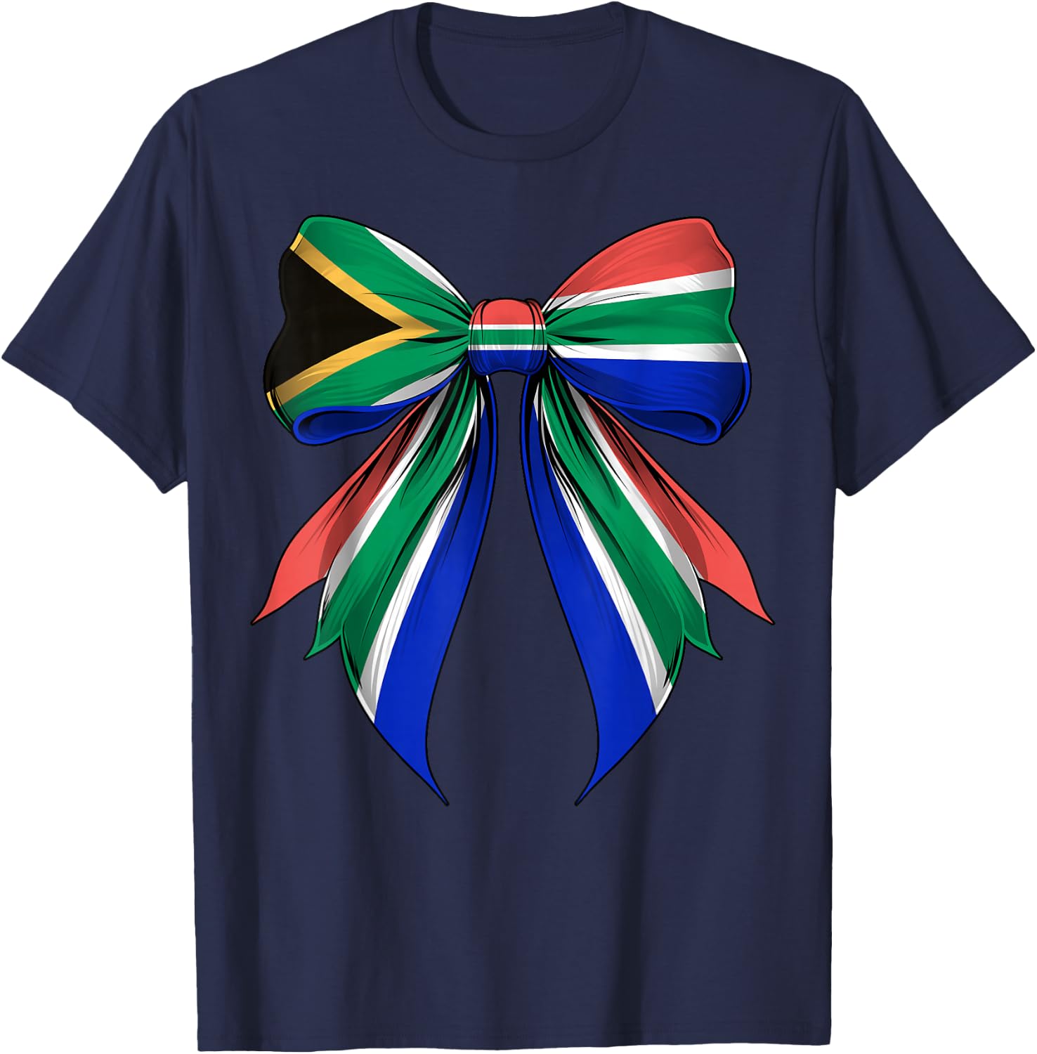 South Africa Flag South African Pride Coquette Ribbon T-Shirt - T-Shirt | Navy
