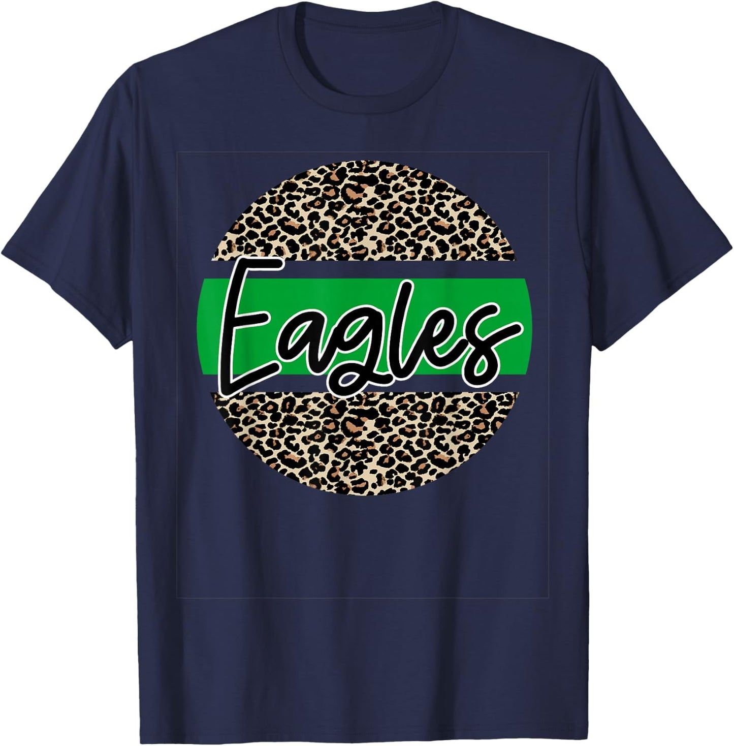 Eagles School Spirit Leopard Print Green T-Shirt - T-Shirt | Navy