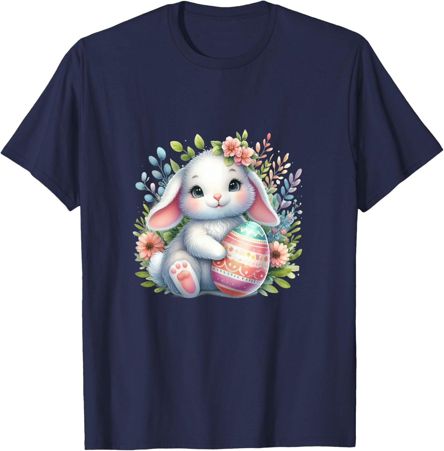 Cute Pink Easter Bunny T-Shirt - T-Shirt | Navy