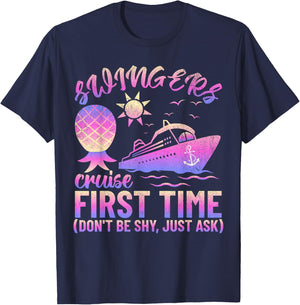 Swingers Adult Cruise First Time Funny Don't Be Shy T-Shirt - T-Shirt | Navy