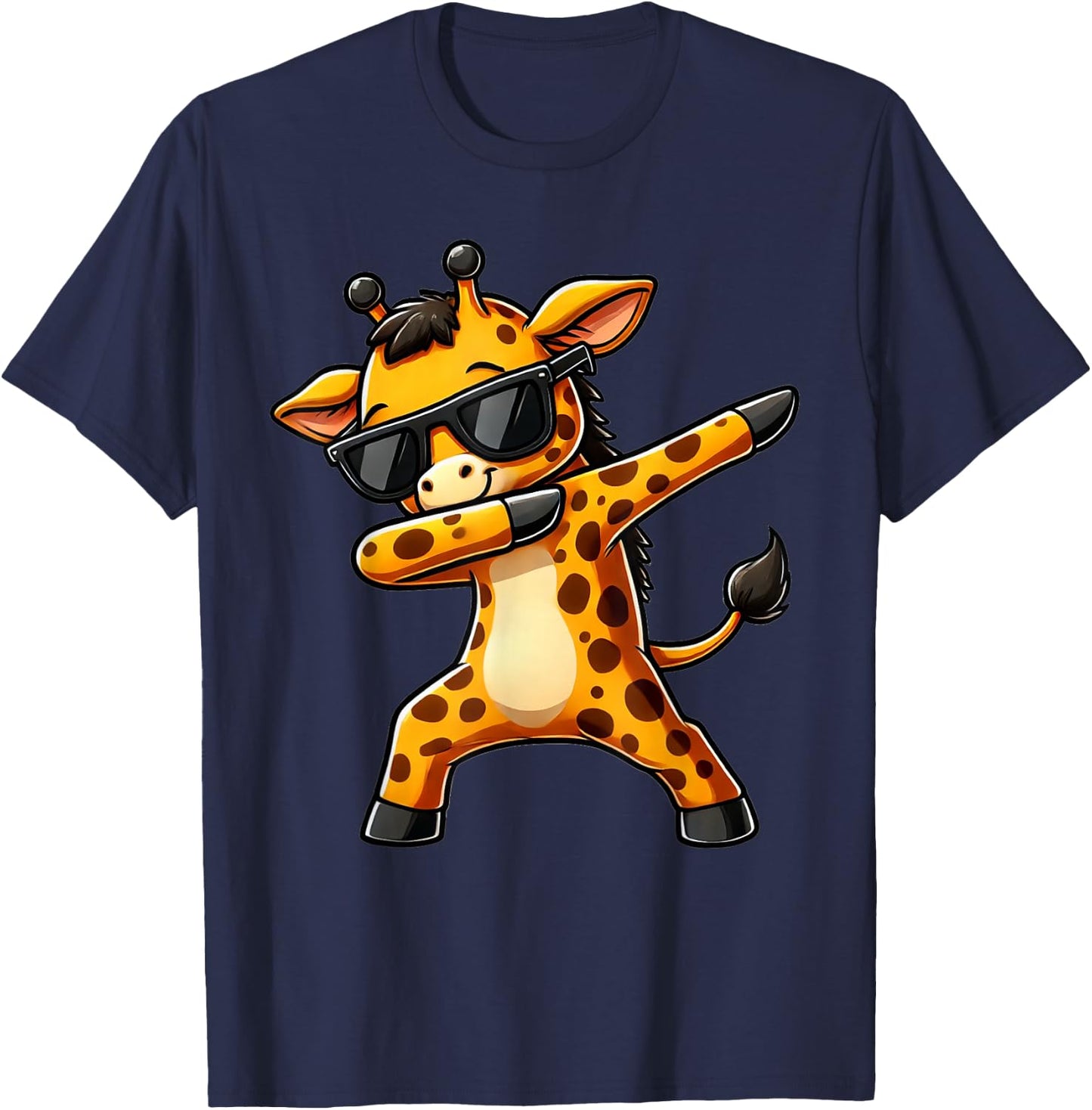 Dabbing Yellow Giraffe Funny Dabben Motif with Giraffe , black T-Shirt - T-Shirt | Navy