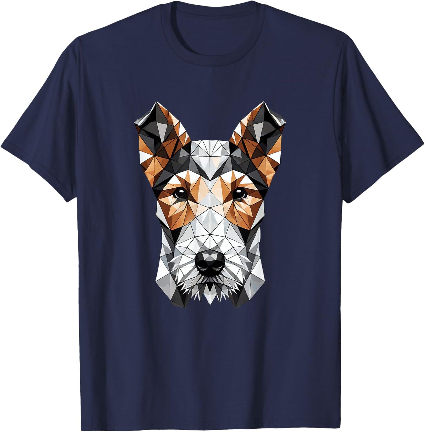 Geometric Art Wire Fox Terrier Wire Hair Fox T-Shirt - T-Shirt | Navy