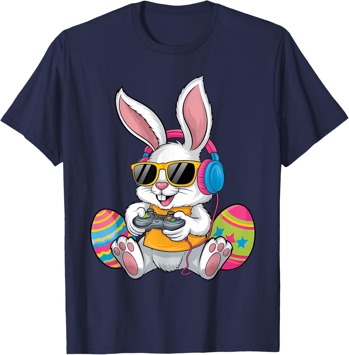 Easter Day Rabbit Gamer Funny Video Games Boys Kids Bunny T-Shirt - T-Shirt | Navy