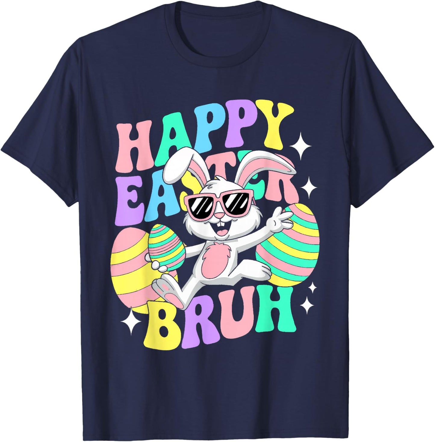 Bruh Easter Shirts for Boys Girls Kids Women Rabbit Eggs T-Shirt - T-Shirt | Navy