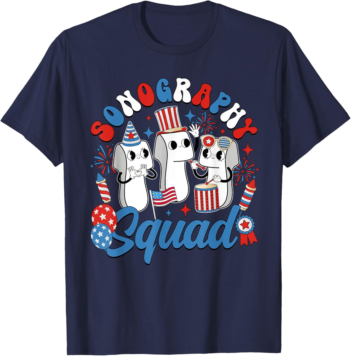 Sonography Squad Independence Day Ultrasound Tech T-Shirt - T-Shirt | Navy