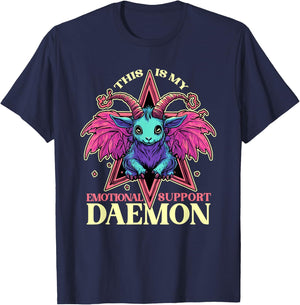 Emotional Support Demon with Cute Goat Daemon Halloween T-Shirt - T-Shirt | Navy