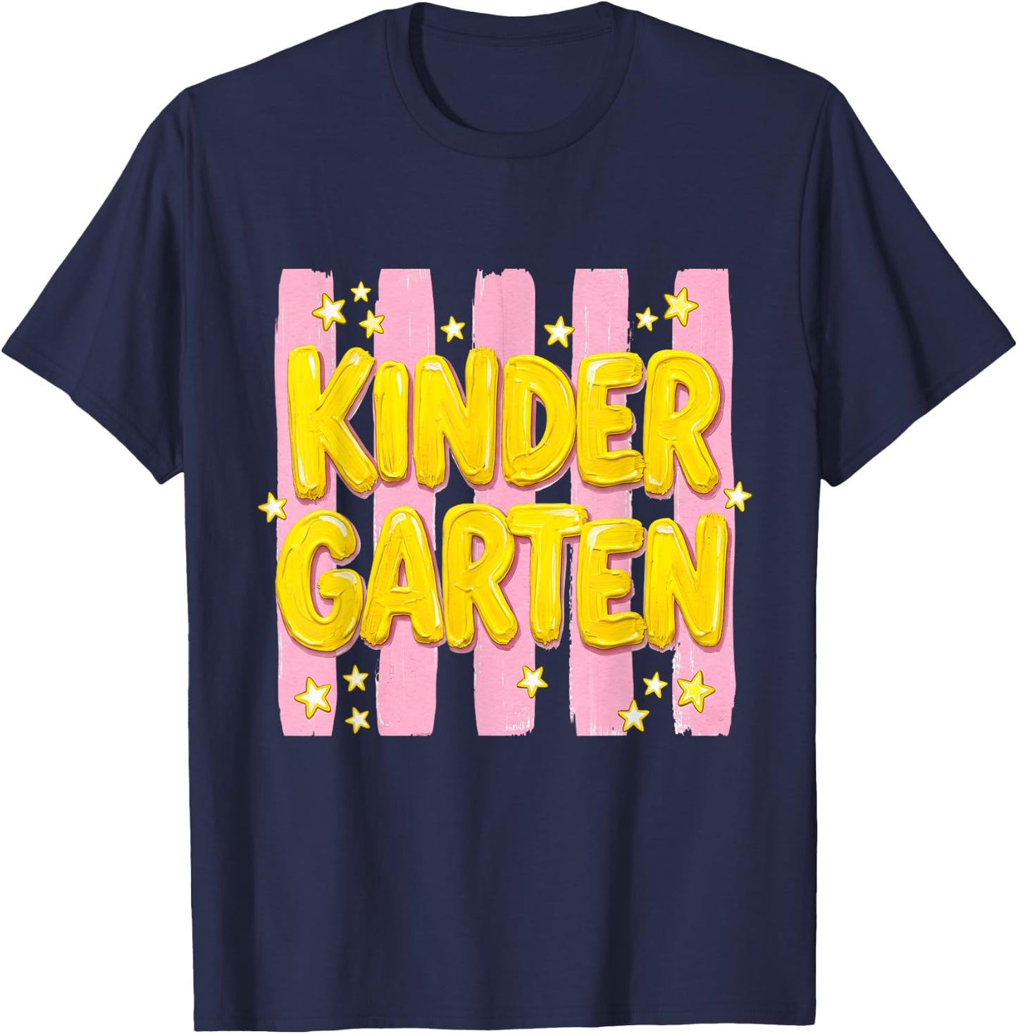 Striped Kindergarten Teacher Student First Day of School Kid T-Shirt - T-Shirt | Navy