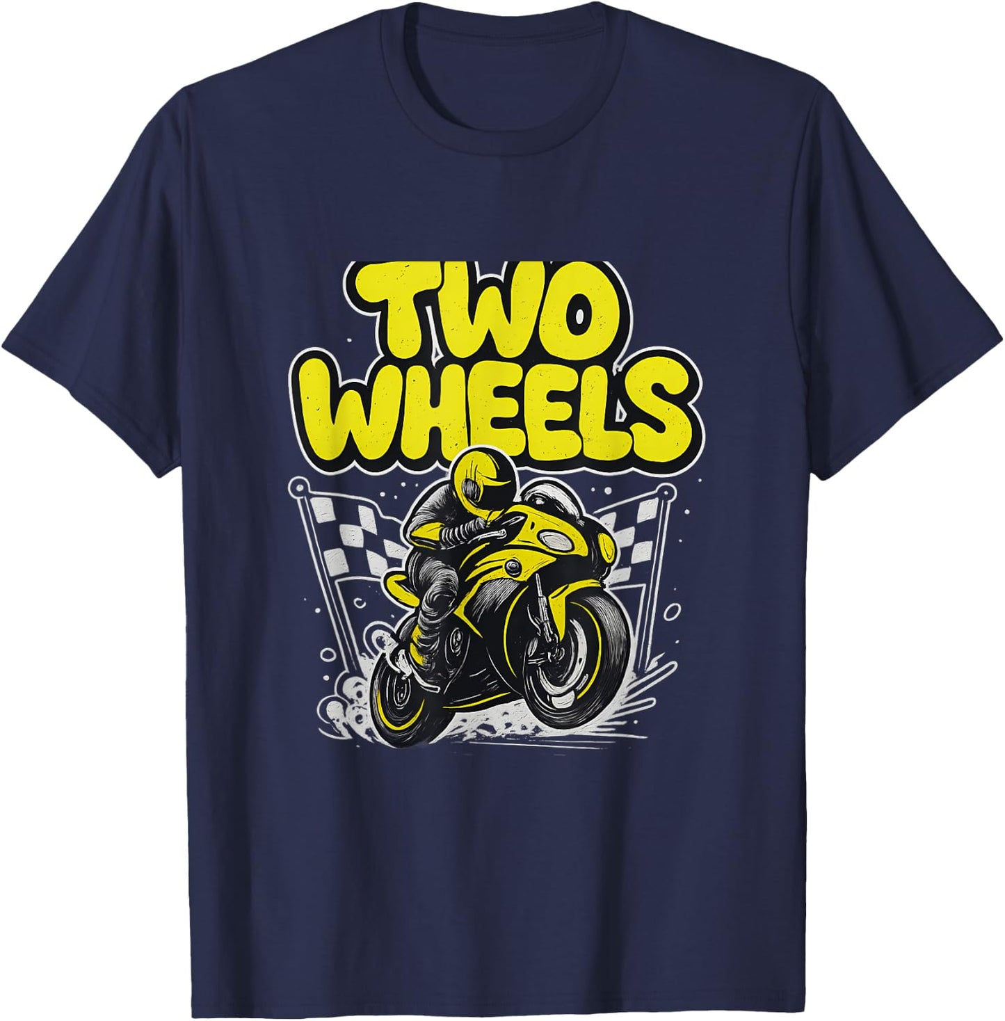 2 Roues Jaune Fluo Noir Moto Graffiti Art T-Shirt - T-Shirt | Navy