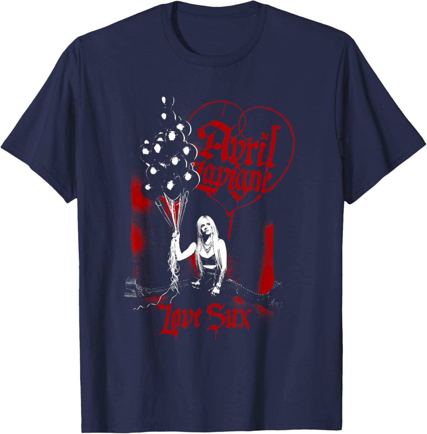 Official Avril Lavigne Love Sux Balloons , black T-Shirt - T-Shirt | Navy