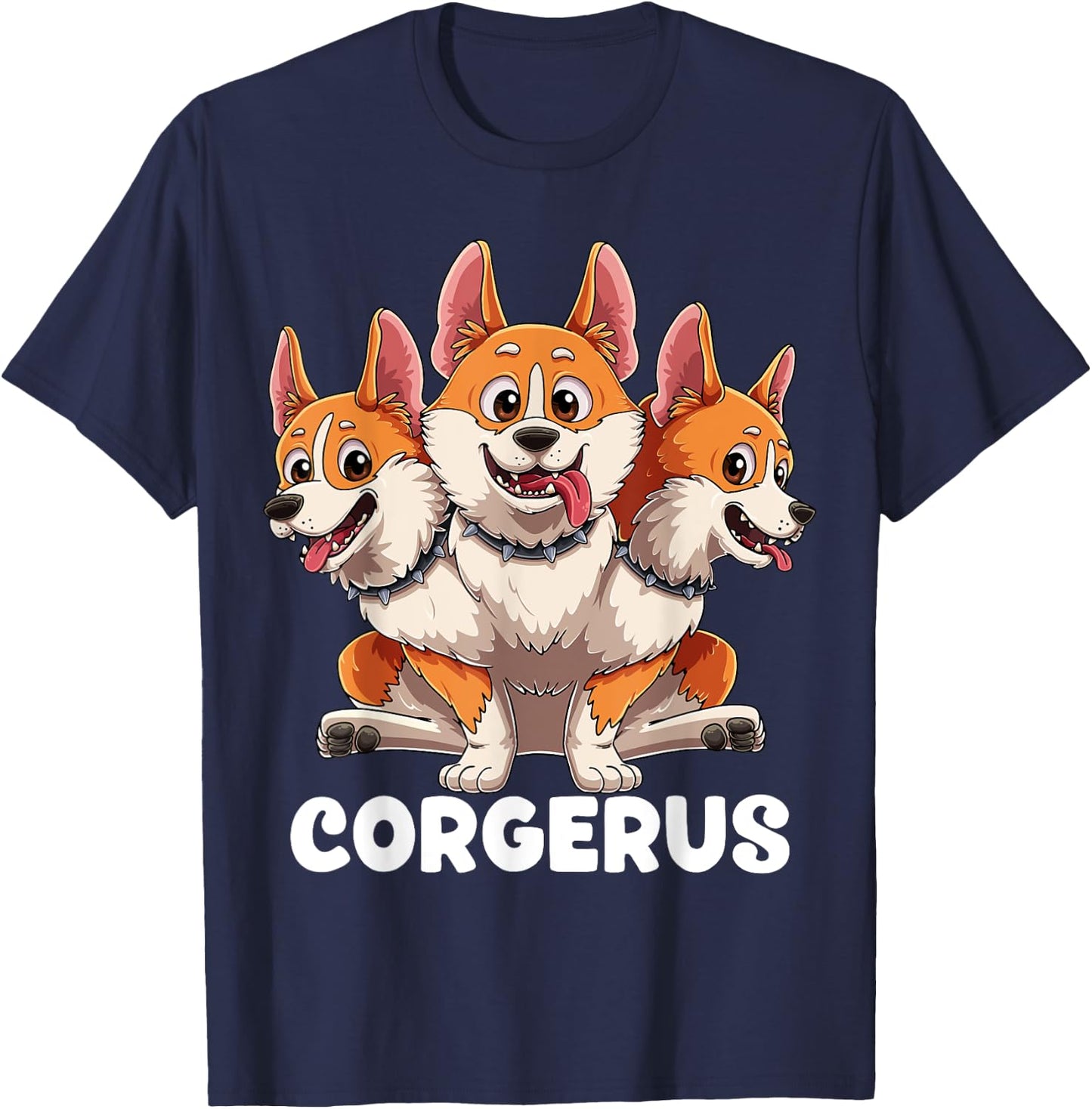 Corgerus Three Headed Corgi Dog Funny Greek Mythology Women Kids T-Shirt - T-Shirt | Navy