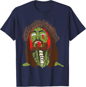 Funny Zombie Jesus Risen Easter Sunday Resurrection Of Jesus T-Shirt - T-Shirt | Navy