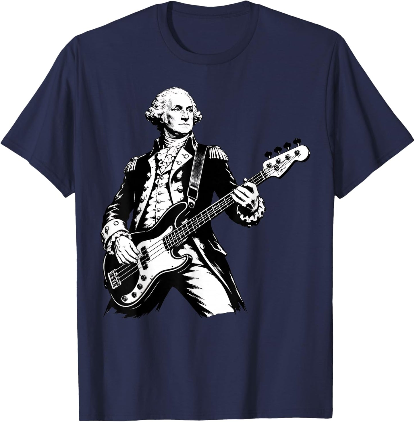 George Washington Playing Bass Guitar, 250 Years 4th of July T-Shirt - T-Shirt | Navy