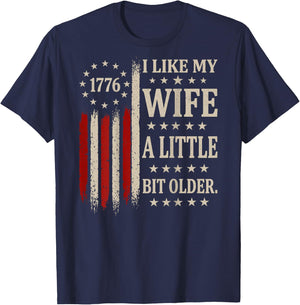 (ON Back) I Like My Wife A Little Bit Older Husband Saying T-Shirt - T-Shirt | Navy