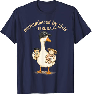 Outnumbered By Girls Girl Dad T-Shirt - T-Shirt | Navy