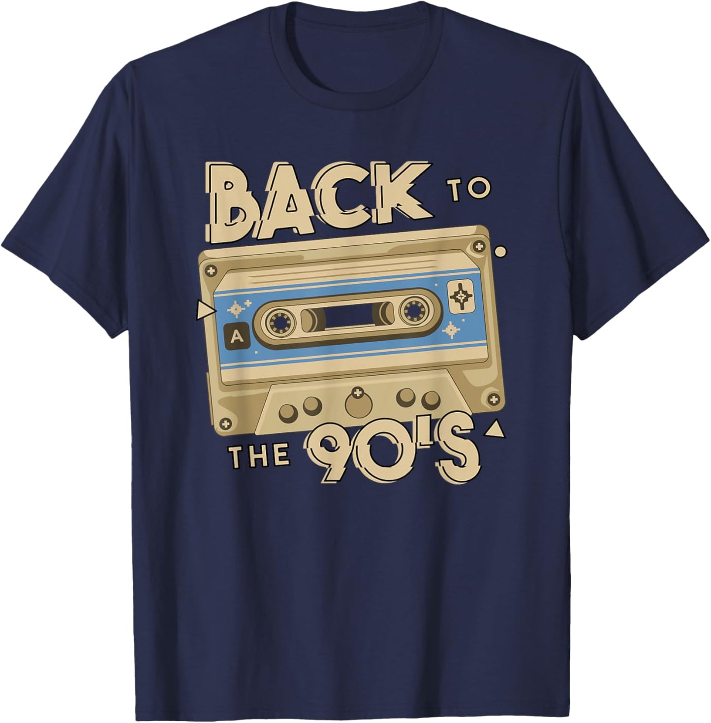 Men's Women's Kids Vintage Retro Back To 90's Graphic Design T-Shirt - T-Shirt | Navy