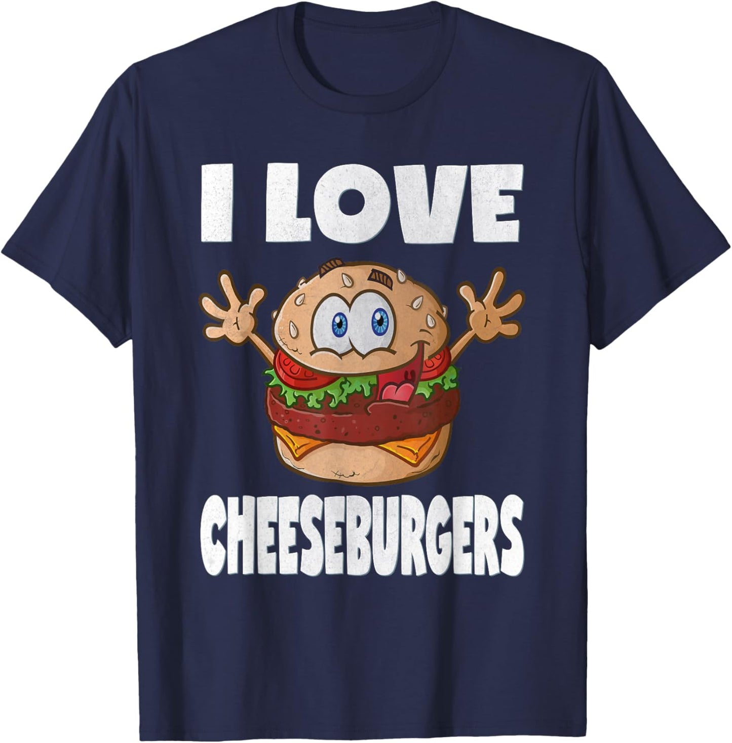 I Love Cheeseburgers Funny Cute Vintage Cheeseburger T-Shirt - T-Shirt | Navy