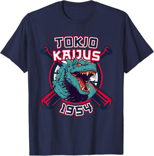 Retro 1954 Baseball Japanese Team Kaijus Fan T-Shirt - T-Shirt | Navy