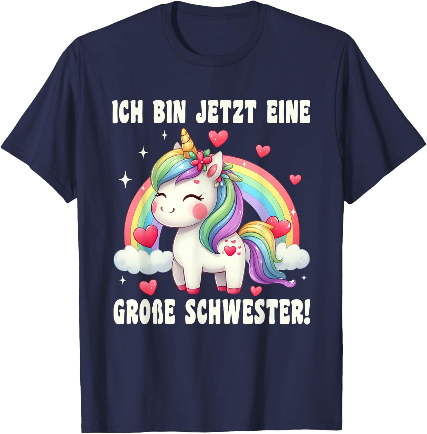Big Sister Gifts Siblings Girls Birth Unicorn T-Shirt - T-Shirt | Navy