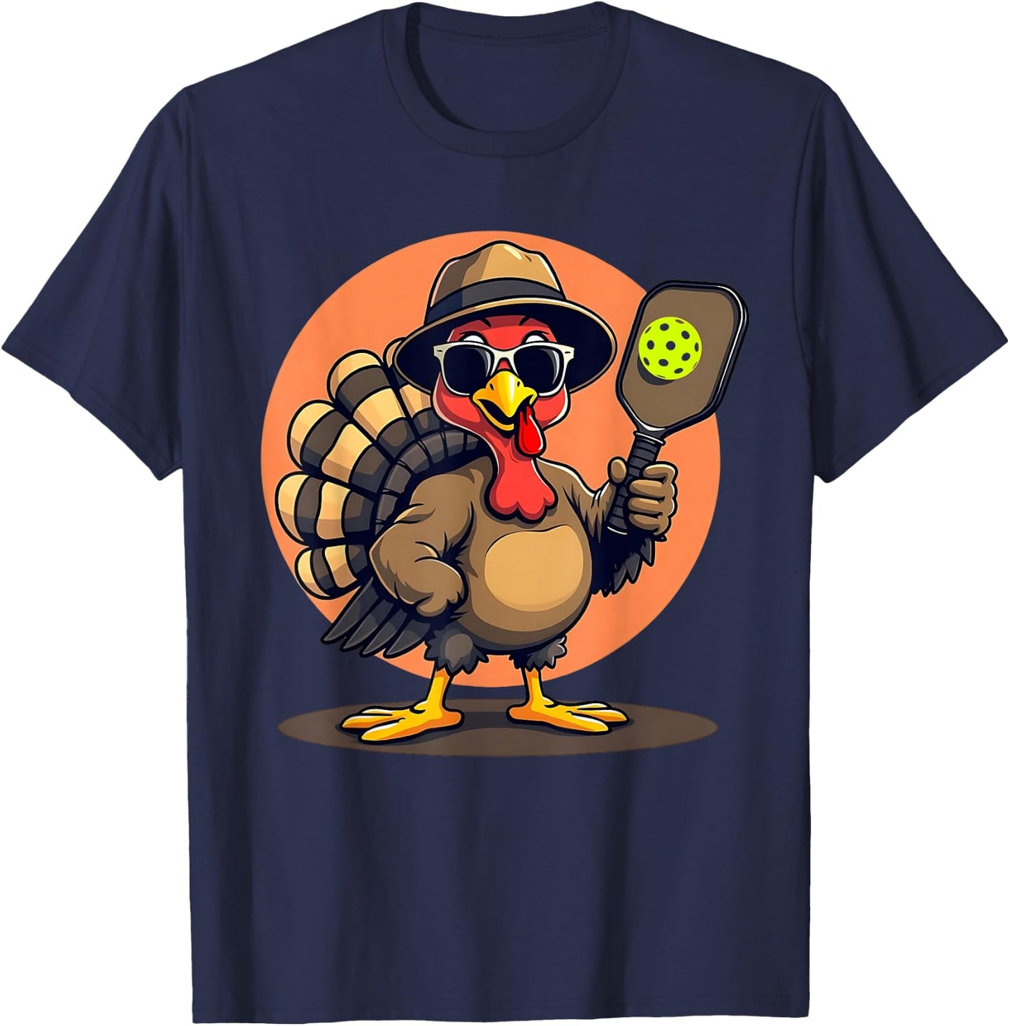 Turkey Cool Pickleball Black Small Classic Fit Modern Casual Thanksgiving T-Shirt - T-Shirt | Navy