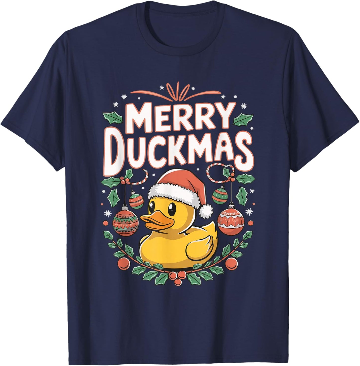 Merry Duckmas Christmas Rubber Duck T-Shirt - T-Shirt | Navy