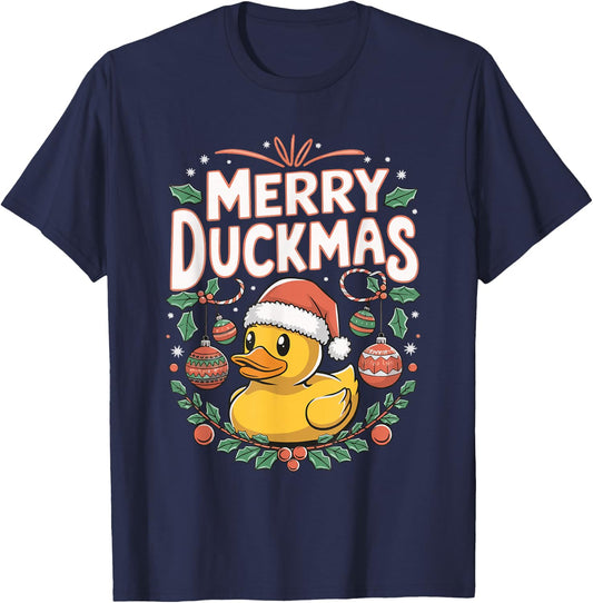 Merry Duckmas Christmas Rubber Duck T-Shirt - T-Shirt | Navy