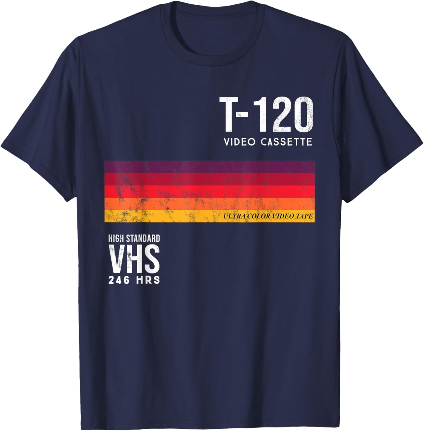Vintage 80s VHS video cassette tape , Black, S T-Shirt - T-Shirt | Navy