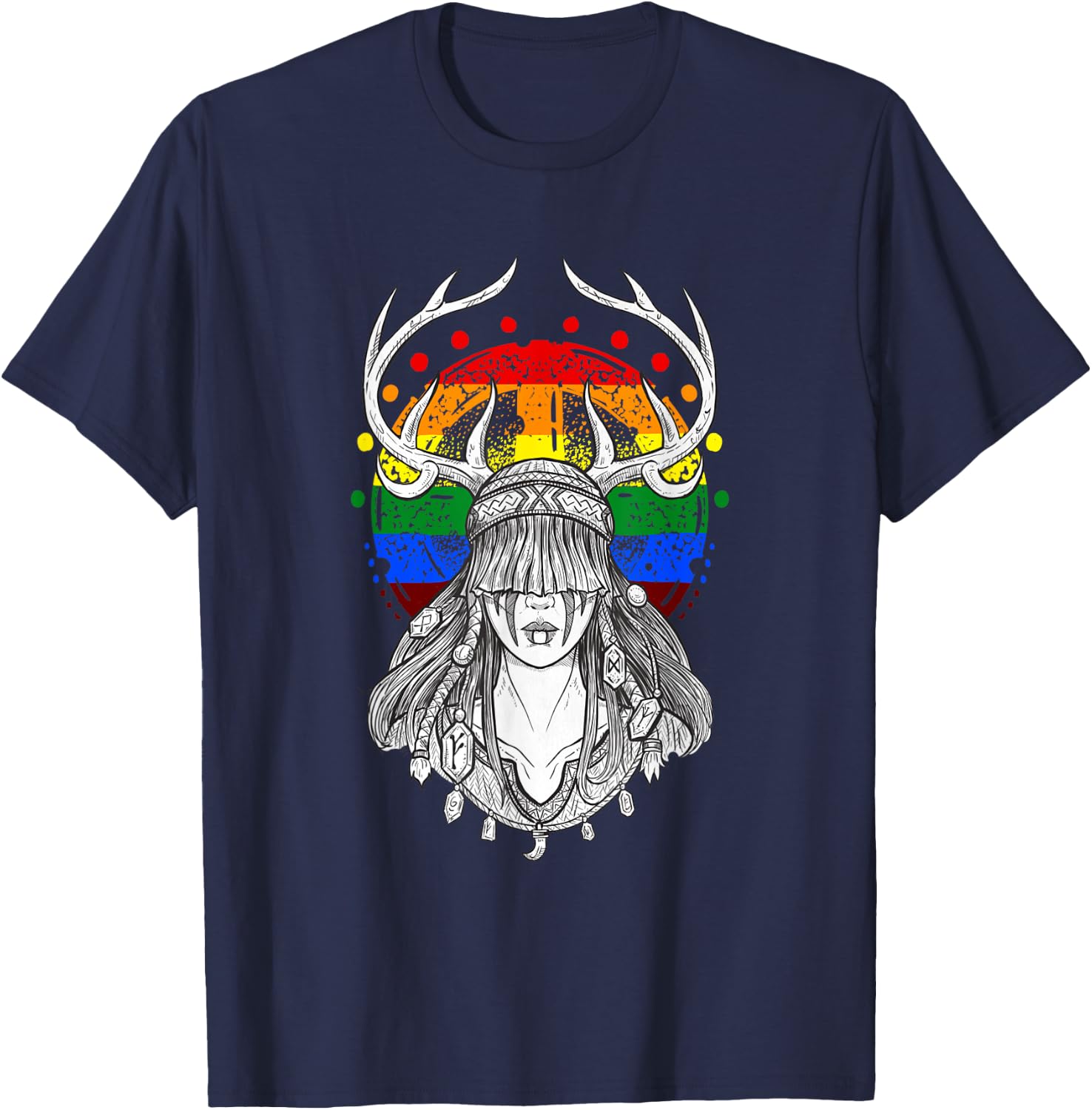 Nordic Shaman girl heilung lgbt shirt T-Shirt - T-Shirt | Navy