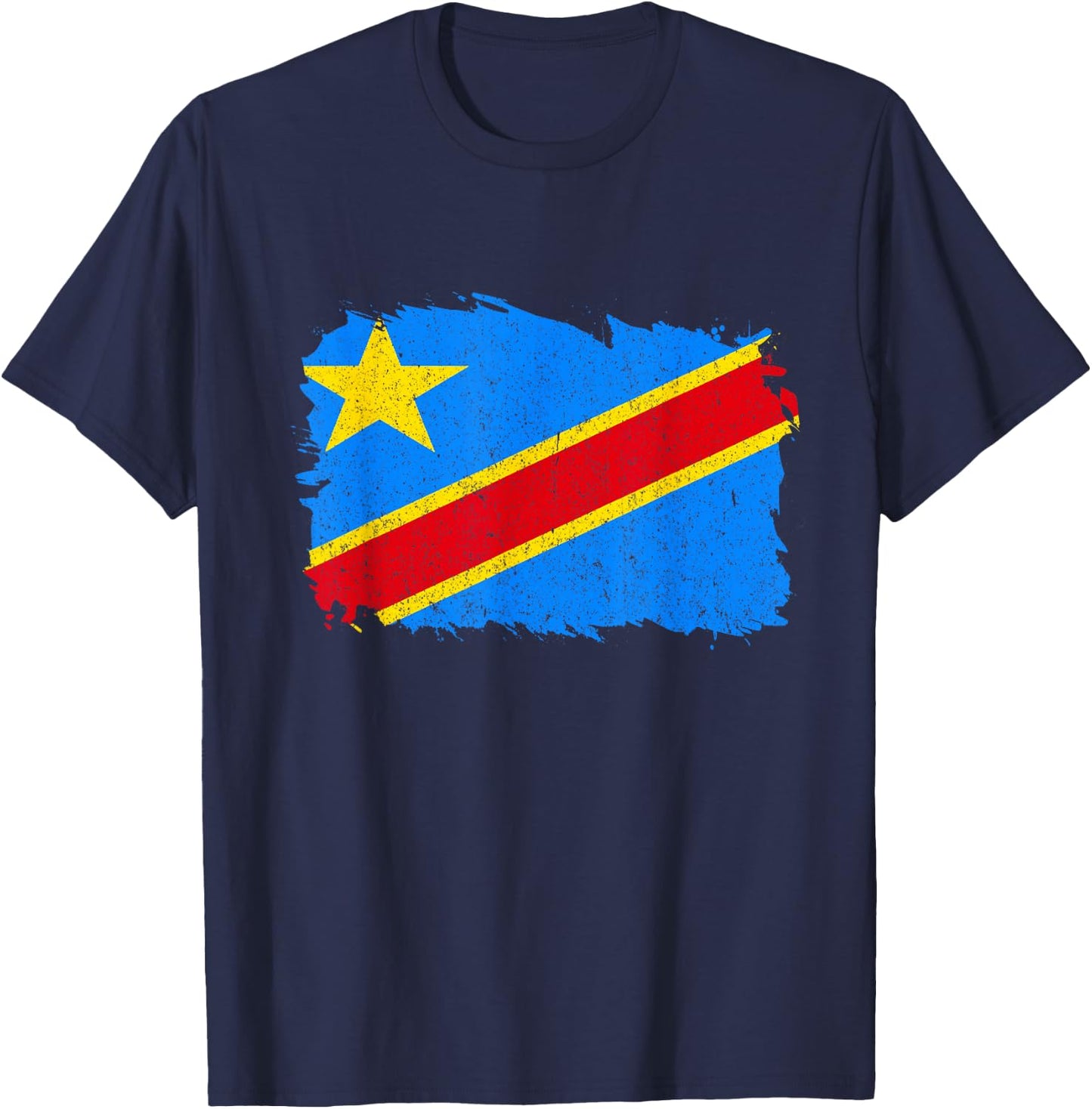 Republic Of Congo DRC Vintage Congolese Roots Congo Flag T-Shirt - T-Shirt | Navy
