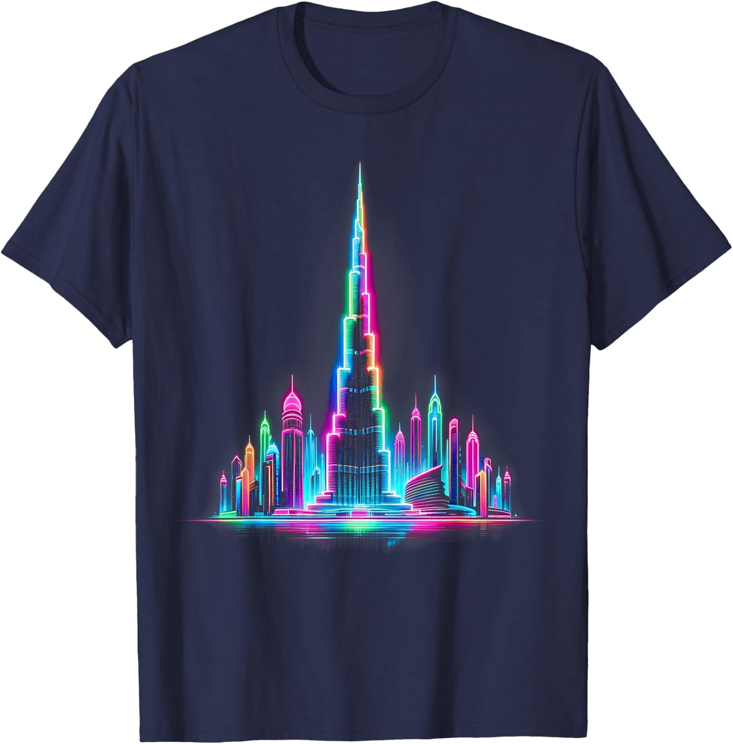 Bright Burj Khalifa Elegance – Buntes Dubai T-Shirt - T-Shirt | Navy