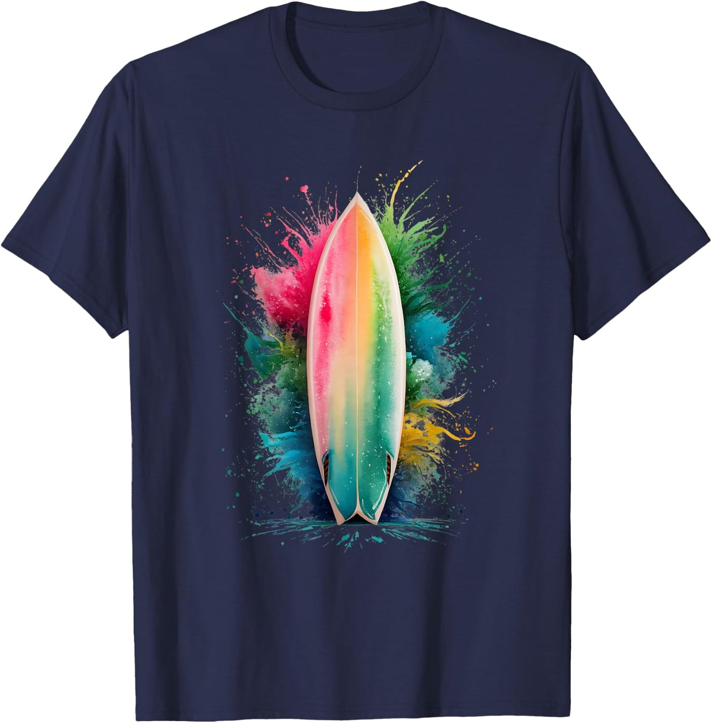 Surfer Herren Damen Bunt Aquarell Surfen T-Shirt - T-Shirt | Navy