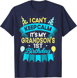 1 Years Old Grandson Gift It's My Grandson 1st Birthday T-Shirt - T-Shirt | Navy