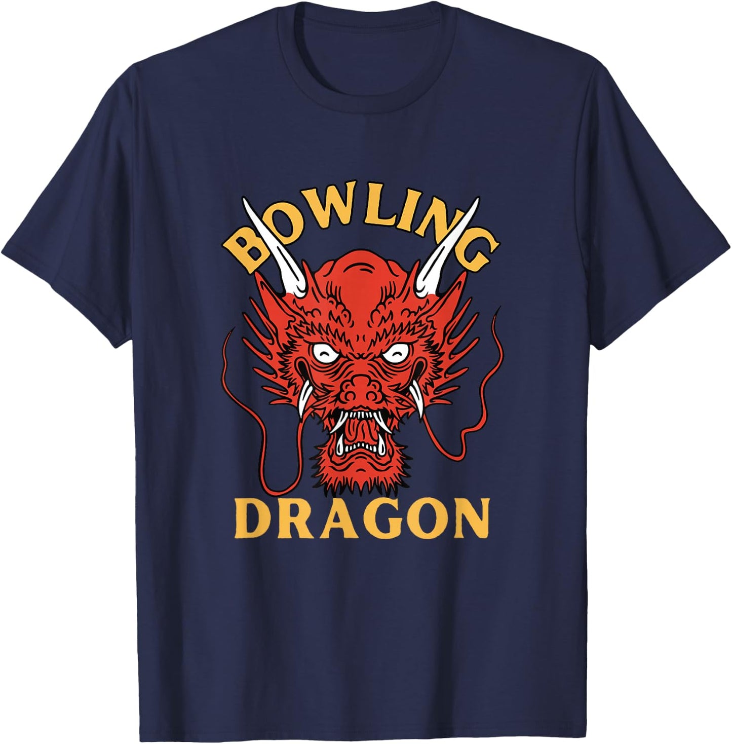 Bowling Dragon Strike Spare Alley Lanes T-Shirt - T-Shirt | Navy