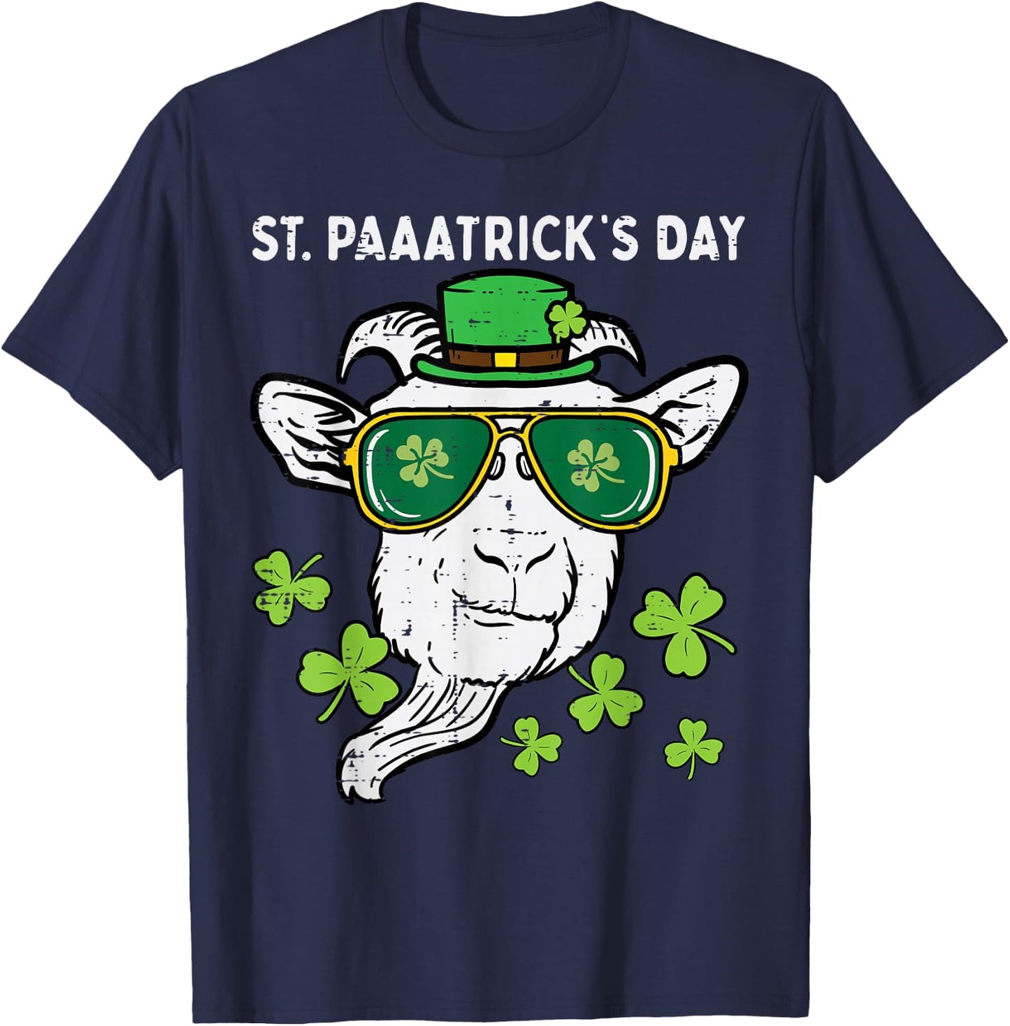 St Patricks Day Goat Head Saint Pattys Farmer Men Women Kids T-Shirt - T-Shirt | Navy