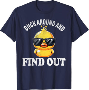 Duck Around and Find Out Funny Graphic Men Duck Lovers T-Shirt - T-Shirt | Navy
