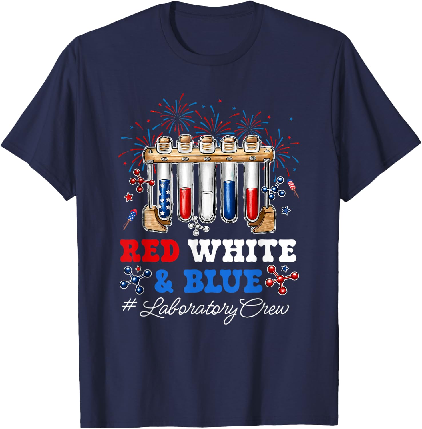 Red White and Blue Laboratory Crew Shirt Patriotic Lab Squad T-Shirt - T-Shirt | Navy