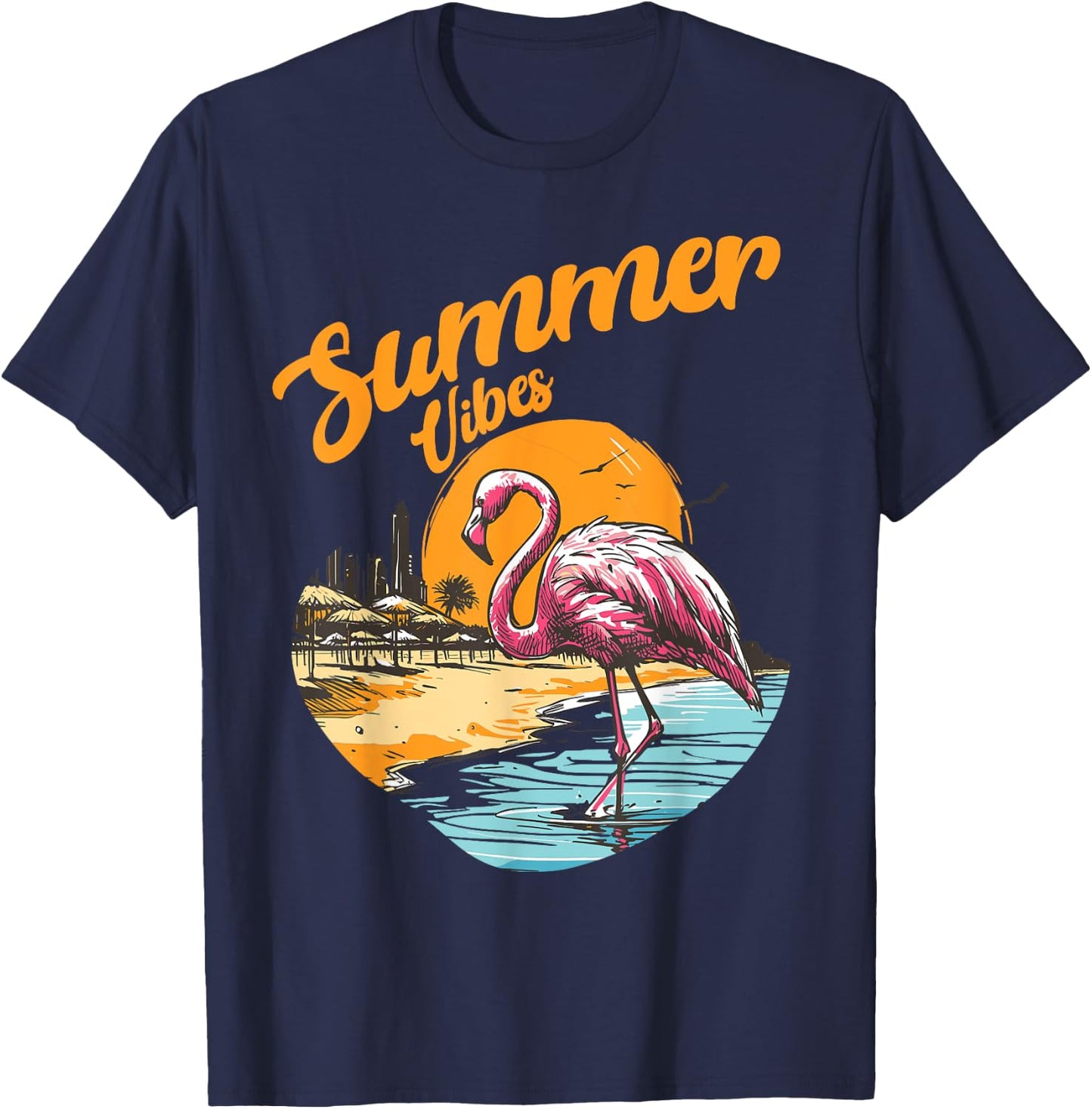 Summer Vibes Vintage Retro 70's Beach Vacation Cute Women's T-Shirt - T-Shirt | Navy