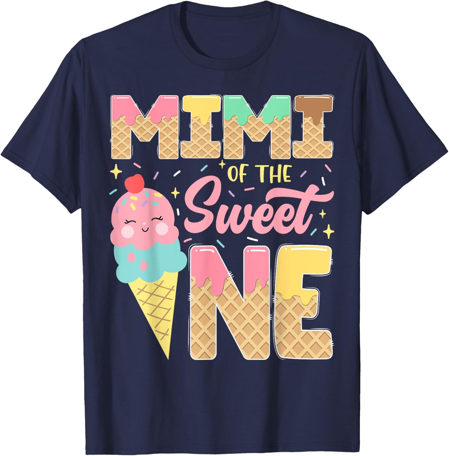 Mimi Of The Sweet One 1St Birthday Ice Cream Lover T-Shirt - T-Shirt | Navy